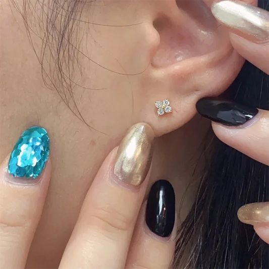 0.2 Ctw Four Clover Round Cut Lab Grown Diamond Earrings 14K Gold