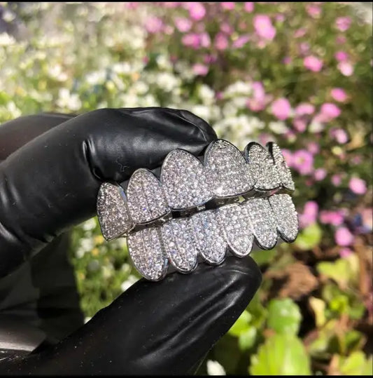 Custom Moissanite Grillz Princess Cut in Silver 925