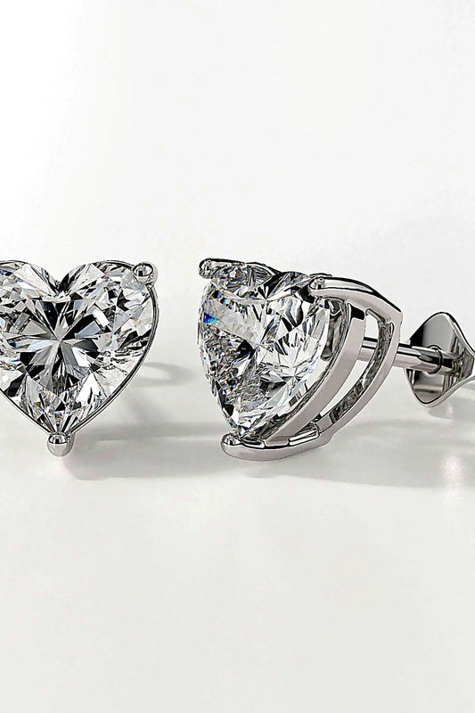 Pink Heart Cut Lab Grown Diamond Earrings in 14K Rose Gold