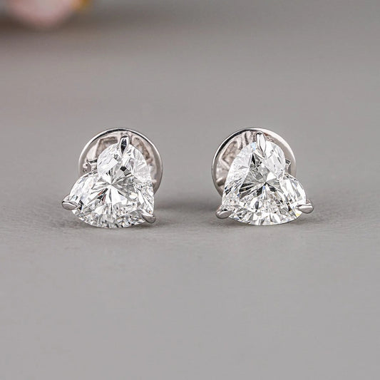 Heart Cut Lab Grown Diamond Earrings in 18K White Gold