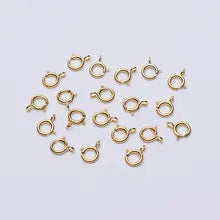 Sinya 18k Gold Spring Ring Clasp DIY Necklace Bracelets Chains Connector Lock Fine Jewelry Accessories Findings Color Optional - Rose gold color 4mm