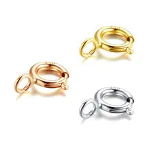 Sinya 18k Gold Spring Ring Clasp DIY Necklace Bracelets Chains Connector Lock Fine Jewelry Accessories Findings Color Optional - Rose gold color 4mm