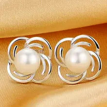 Sinya sterling silver earrings with white freshwater pearls