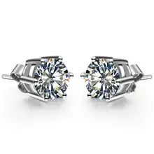 Pure Platinum Earring Stud Lady 1CT/Piece Diamond Stud Earrings For Women Popular Six Prongs Ear Jewelry D Color VVS1 With Box - Clear