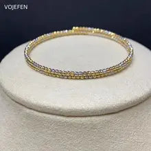 18K Gold Beads Bracelet - Pure AU750 Three Color Stretch Jewelry