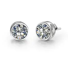 Lovely Solid 14K White Gold AU585 1CT/Piece Diamond Engagement Stud Earring Round Brilliant Beautiful Women Lucky Ear Jewelry