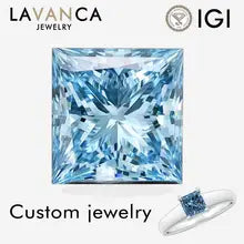 VS1/VS2 Blue Princess Cut Loose Diamonds IGI Certificate Lab Created Diamonds 1.0-3.0ct Fancy Blue Diamonds For Custom Jewelry - Blue Princess Cut 1.0ct intense VS2