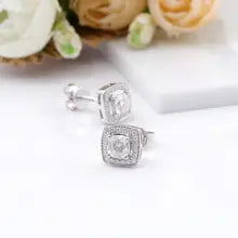 Trendy 18K White Gold Moissanite Octagon Cut Stud Earrings for Women