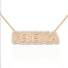 Custom 14K Yellow Gold Name Pendant Necklace - Unisex Hip Hop Gift