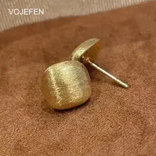 18K Gold Brushed Square Earrings - Luxury Minimalist Jewelry for Women