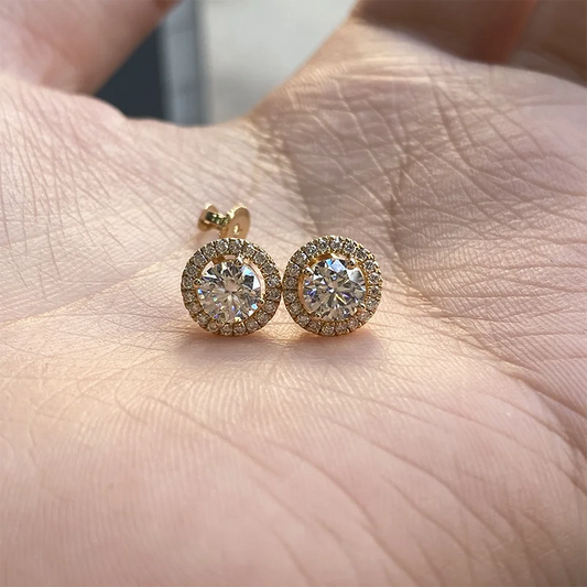 0.5ct Round CVD & HPHT Lab Grown Diamond Earrings in 14K Yellow Gold