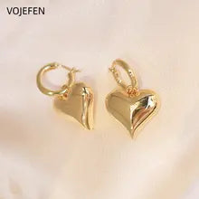 18K Gold Heart Hoop Earrings for Women - Classic Designer Jewelry
