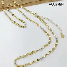 18k Gold Beads Lips Chain Necklace - Luxury Designer Jewelry for Girls