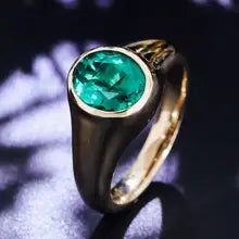 Custom Lab Grown Gold Oval Cut Bezel Ring for Men & Women - Wedding Band