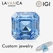 1.0-3.5ct IGI Certified Blue Asscher Cut Lab Loose Diamonds VS1/VS2 Fancy Blue Lab Grown Diamonds For Custom Jewelry - Blue Asscher Cut 1.0ct intense VS2