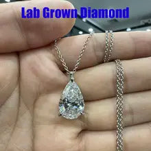 10 Ct Pear Lab Diamond Pendant Necklace 14K White Gold E/VS1 IGI