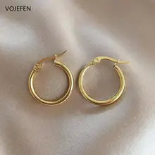 18k Gold Hoop Earrings - Luxury Designer Circle Style, Certificate Included
