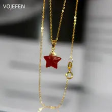 18K Gold Star Pendant Necklace - Trendy Coral Charms Jewelry