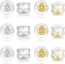 Fine Jewelry Accessories Findings Silicone Au750 18k Gold Stud Earring Back Plug Stopper - white gold color dimeter about 6mm