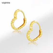 18K Gold Heart Hoop Earrings - Elegant & Luxurious Jewelry for Engagement