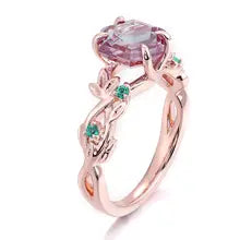 Provence 18K Rose Gold Hexagon Lab Alexandrite & Moissanite Ring