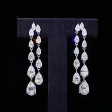 Trendy Moissanite Drop Earrings for Women - 925 Silver & Platinum Gift