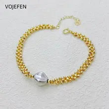 VOJEFEN 18K Gold Bracelet - Luxury AU750 Pure Gold Beads Jewelry