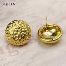 18K Gold Lava Stud Earrings - Retro Texture Personalized Jewelry Gifts