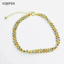 18K Gold Beads Bracelet - Genuine AU750 Pure Gold Tennis Jewelry