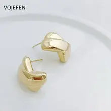 VOJEFEN 18k Gold Stud Earrings - Luxury Vintage Fine Jewelry for Women