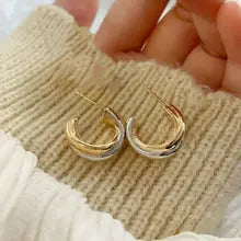 18k Two-Tone Gold Stud Earrings for Women - Luxury Gift Jewelry