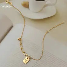 18K Gold Pendant Necklace and Bracelet Set with Certificate for Women