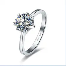 Certified 0.5CT Moissanite Wedding Ring Beautiful Solid 14K White Gold Engagement Ring For Lady Pass Testers - 4 Clear