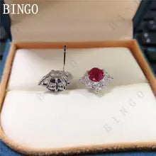 White Gold AU750 Ruby Stud Earrings for Women 1.5CT Gemstones