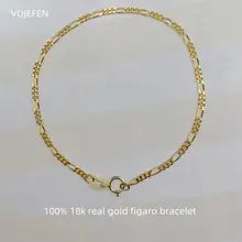 Luxury 18K Gold Figaro Chain Bracelet for Women - Personalized Jewelry