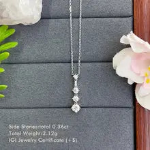 PT950 Graduated Lab Diamond Pendant Necklace Total about 0.36ct Round Graduated Lab Grown Diamond Necklace Anniversary Gift - PT950 Total about 0.36ct