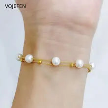 18K Gold Freshwater Pearl Bracelet for Women - Luxury Dainty Jewelry