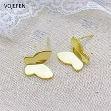 18K Gold Butterfly Earrings - Luxury Certified Cute Studs for Engagement