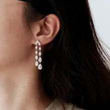 Women’s Moissanite Tassel Earrings - 925 Silver & Platinum Gift Set