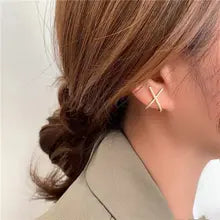 14k White Gold 0.12ct Lab-Created Diamond X-Shape Earrings - DEF VS-VVS