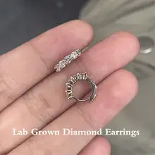 Round Shape Solid 10k Gold Hoop Earrings Each 2.5mm Round Cut DEF VS-VVS Lab Grown Diamond Women Wedding Party Jewelry - 925 silver
