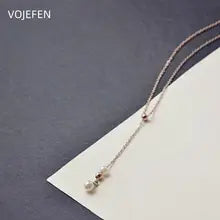 18K Gold Pearl Pendant Necklace for Women - Adjustable Vintage Jewelry