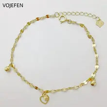 18K Gold Heart Pendant Bracelet for Women - Minimalist Luxury Jewelry