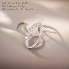 18K White/Yellow/Rose Gold Total 0.55ct Lab Grown Diamond Ring Classic Half-Eternity Ring Stacking Ring for Women - 5 18K Rose Gold total 0.55ct