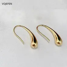 18K Gold Water Drop Hoop Earrings for Women - Luxury Italian Design