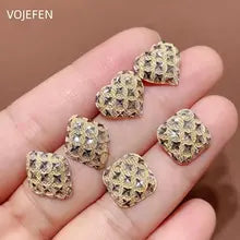 18K Gold Heart Rhombus Square Studs Earrings | Luxury Certified Jewelry