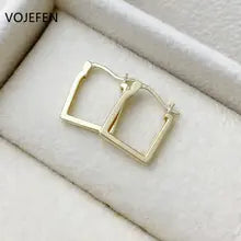 18K Gold Women's Small Square Hoop Earrings - Luxury Designer Jewelry