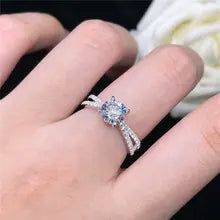 Solid 18K White Gold AU750 Ring Certified 1CT Moissanite Wedding Ring For Women Love Promise Gift For Girl Last Forever D Color - 4 Clear