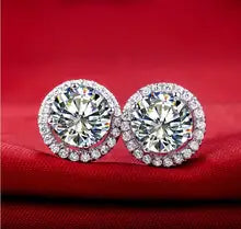 Solid Platinum 2CT Diamond Stud Earrings for Women - D Color VVS1