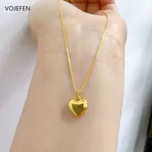 18k Gold Heart Pendant Jewelry Set for Women - Luxury Earrings & Necklace